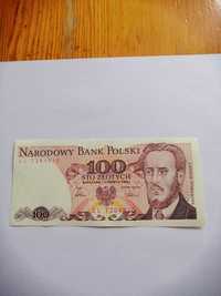 Sprzedam stare banknoty PRL 100 zł  L.Waryński z 1986r. Stan idealny.