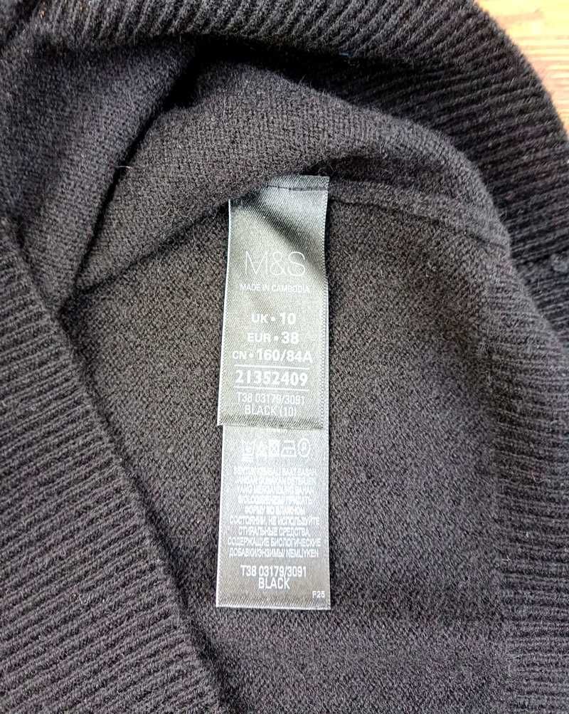 Кашемір 100% M&S жіночий чорний пуловер евророзмір 38, UK 10