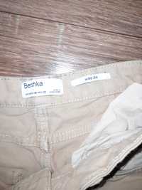 Beżowe spodnie - wysoki stan, szerokie nogawki Bershka L / 40