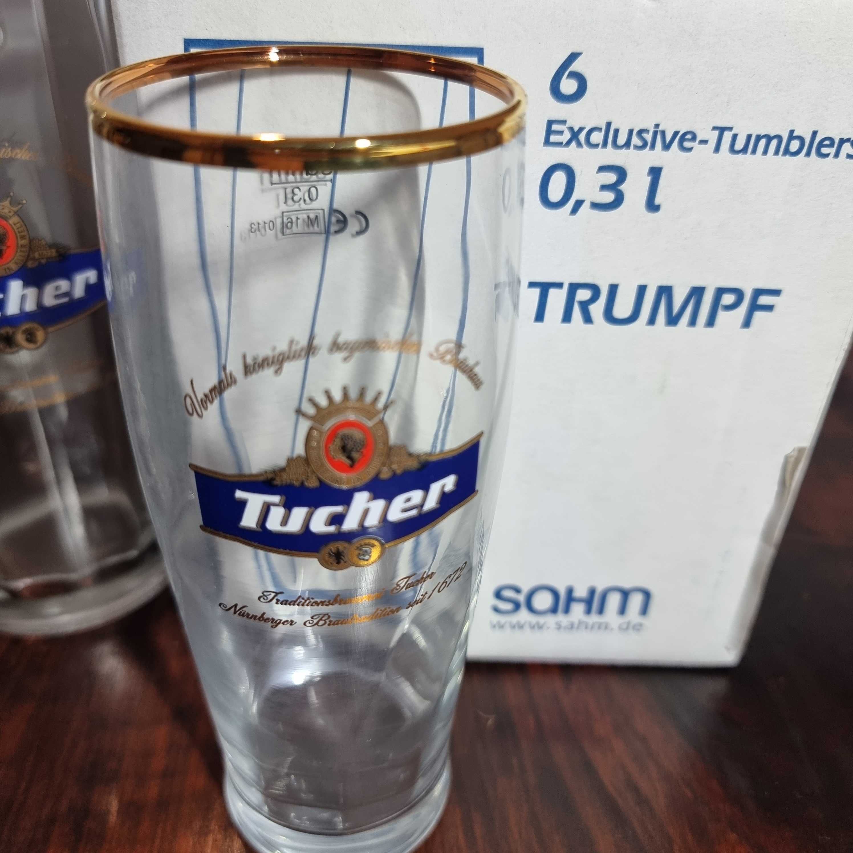 SAHM TRUMPF Tucher nowe kolekcjonerskie szklanki do piwa, nieużywane