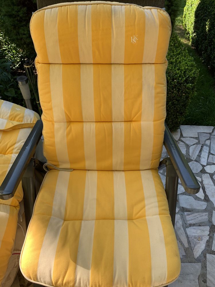 6x Duże Poduszki na krzesła ogrodowe + 2 na leżak żolte