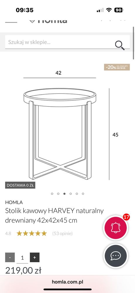 Stolik kawowy homla harvey