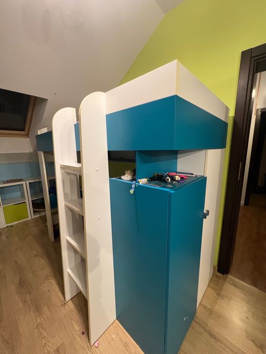 Łóżko piętrowe mobi z biurkiem i drabinką