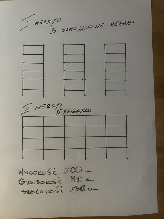 Regały magazynowe  7 sztuk W 200 i 250 cm