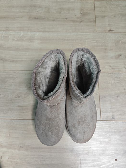 Buty zimowe z futerkiem khaki