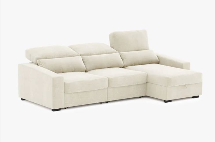 Sofá chaise longue bege KEEN