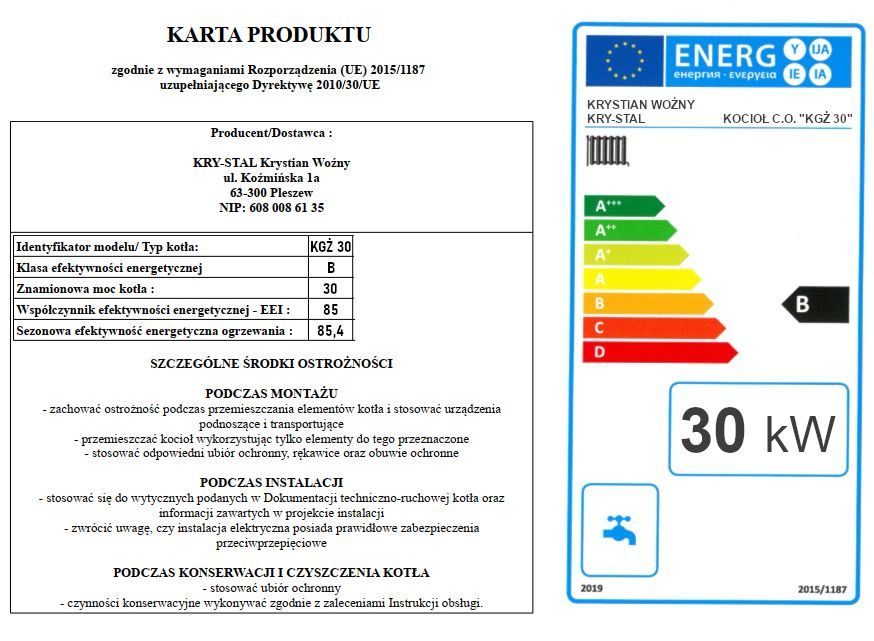 Kocioł na ekogroszek z podajnikiem 30kW 260m kotły piec Pleszew 5klasa