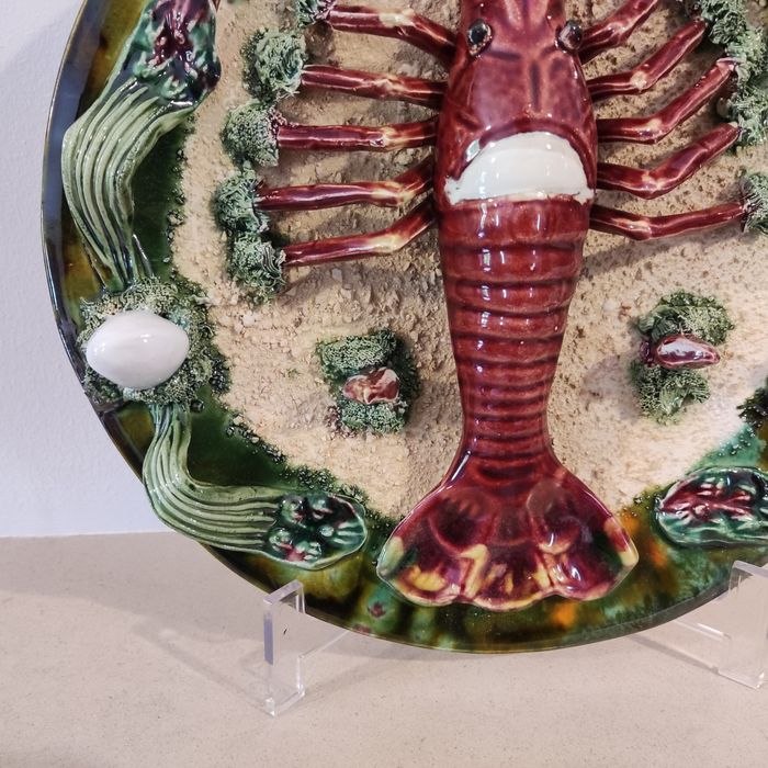 Prato Lagosta, prato relevado (Majolica) prato coleção - 31 cm