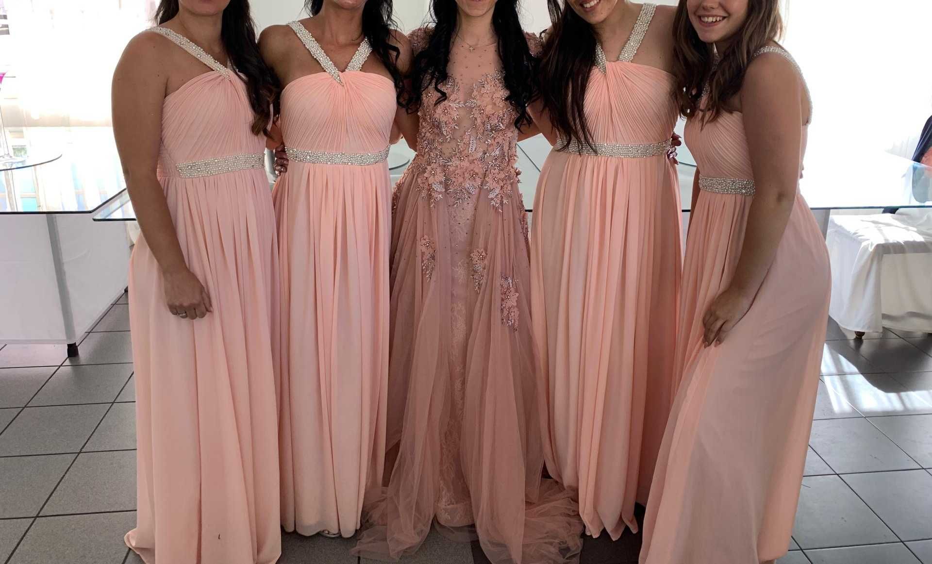 Vestido de cerimónia comprido rosa