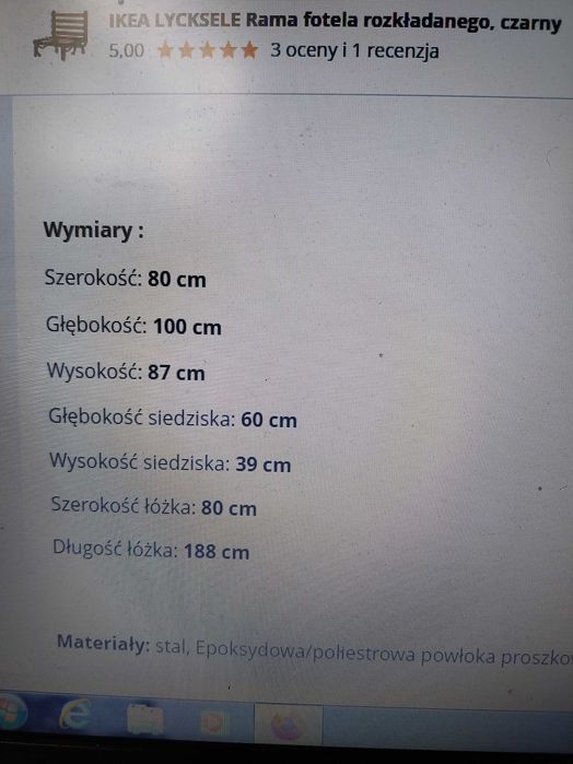Ikea Lycksele, łóżko (185x80 cm)składane , z opcją fotela, z materacem