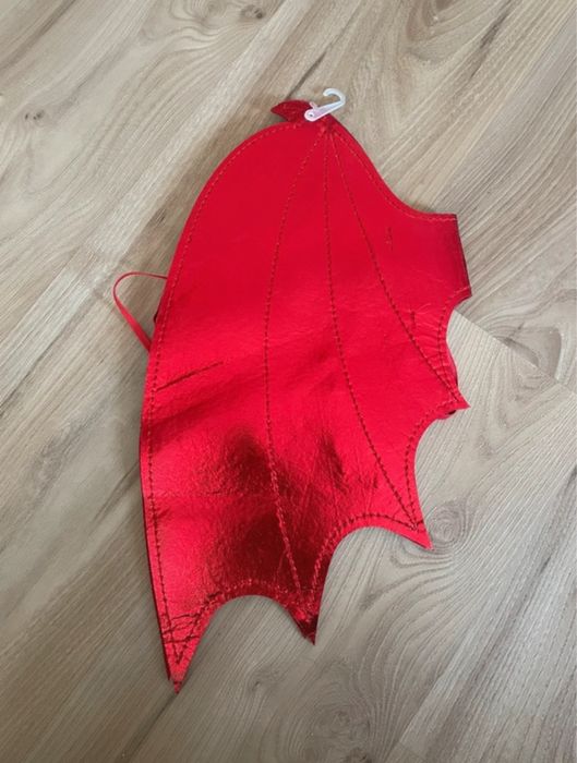 Kostium Halloween dzieciecy damski meski czerwone metaliczne skrzydla