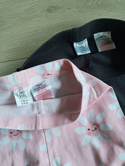 Legginsy dziewczęce 2pak różowe i czarne 116