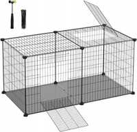 SONGMICS Klatka dla małych zwierząt, kojec 102x51x51cm, czarna