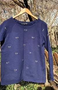 Granatowa bawełniana haftowana bluza L