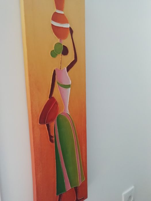Conjunto de quadros Pintados à mão " Africanas"*