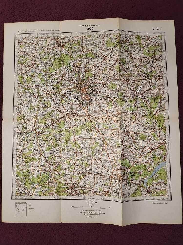 Mapa topograficzna Polski skala 1 :200 000 Łódź i Ostróda