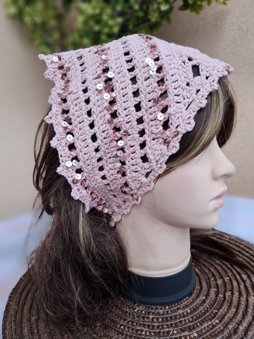 Bandana chustka z cekinami. Bawełna 100%. Nowa . Handmade
