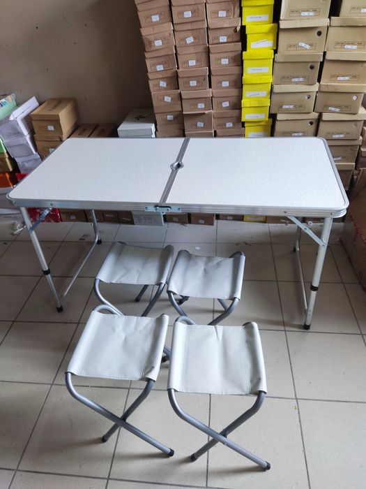 Стол алюминиевый усиленный раскладной для пикника + 4 стула, чемодан