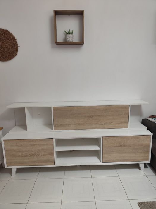 Móvel TV branco e castanho ruble 180x45x40