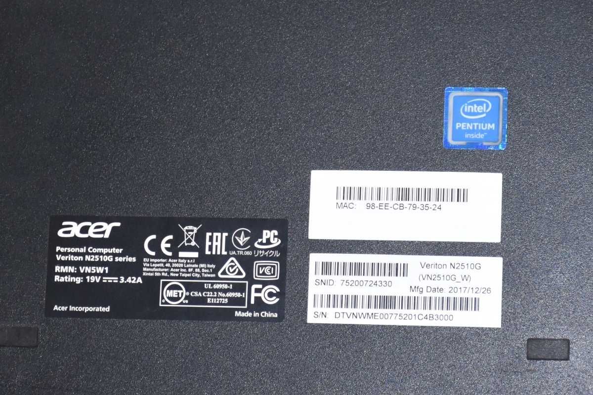 Неттоп Acer Veriton N2510G (Pentium J3710, 4 по 2.6, 8 Гб, SSD 120 Гб)