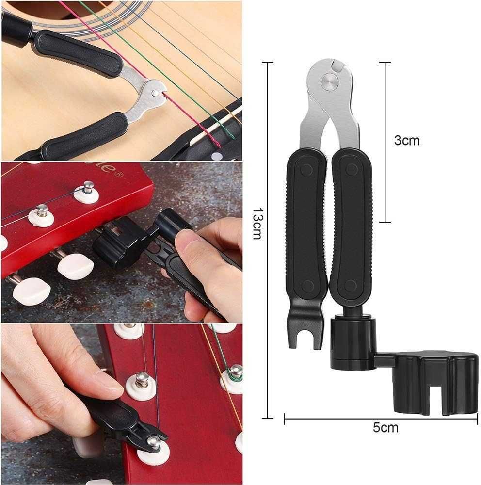 Kit guitarra 60 peças afinador capo palhetas cordas pinos alicate NOVO