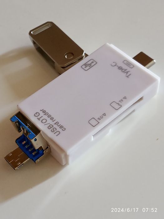 Картридер 6 in 1 OTG /SD Card/TF/MicroUSB/Type-C/USB 2.0