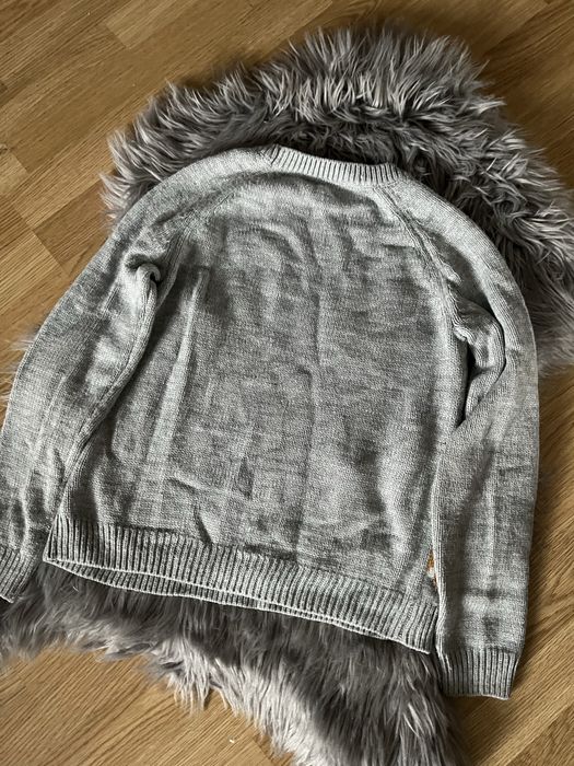 Sweterek świąteczny Clockhouse S 9/10l szary mikołaj na święta