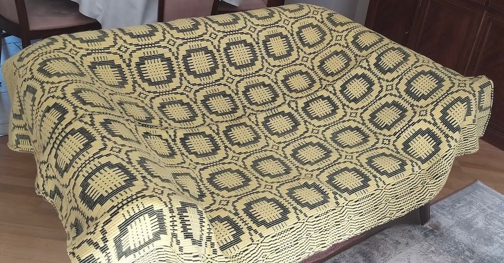 Narzuta ręcznie tkana, rękodzieło PRL