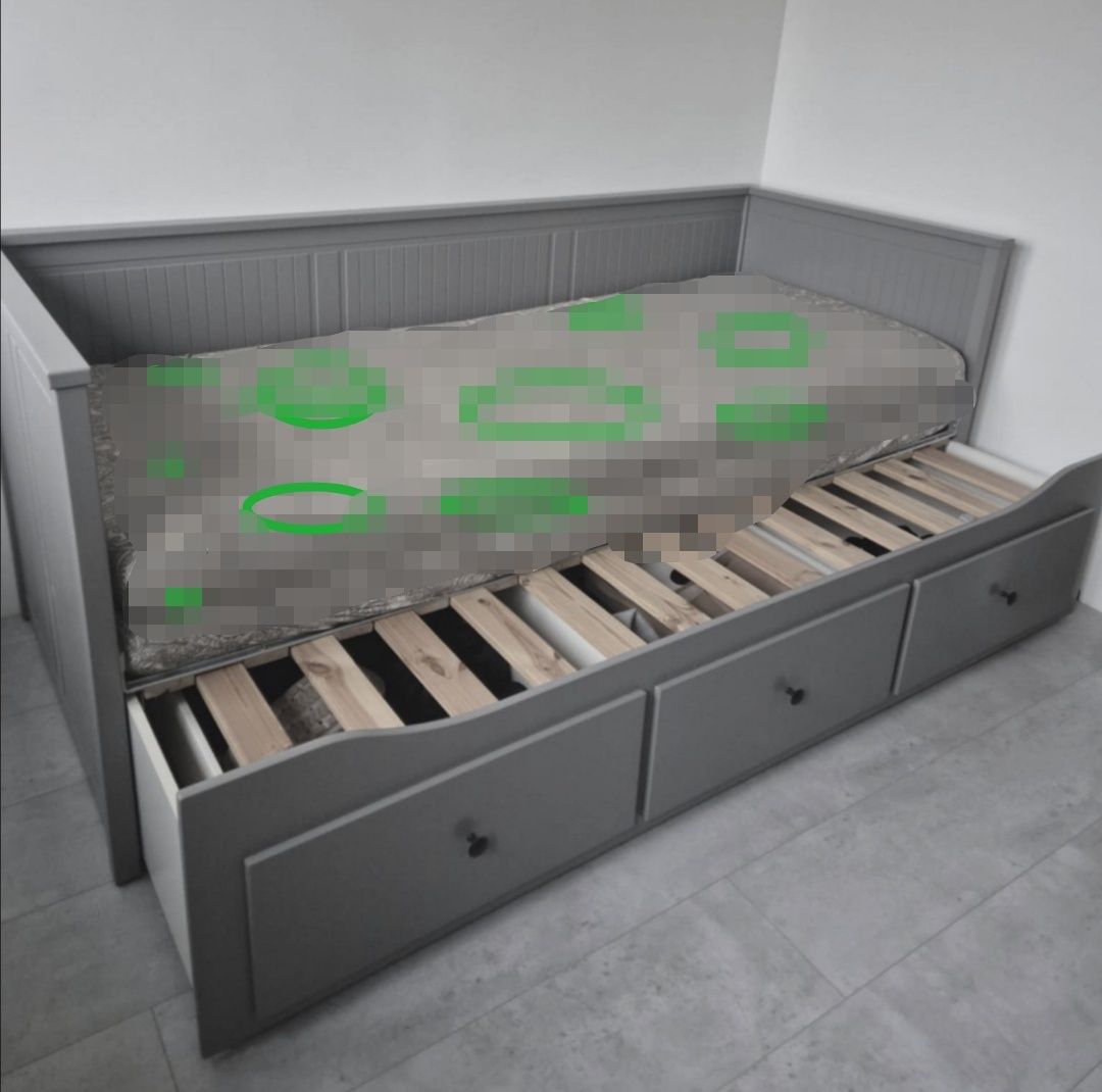 Meble Ikea - Szafa Pax, Hemnes biurko, komoda, łóżko szare - stelaż