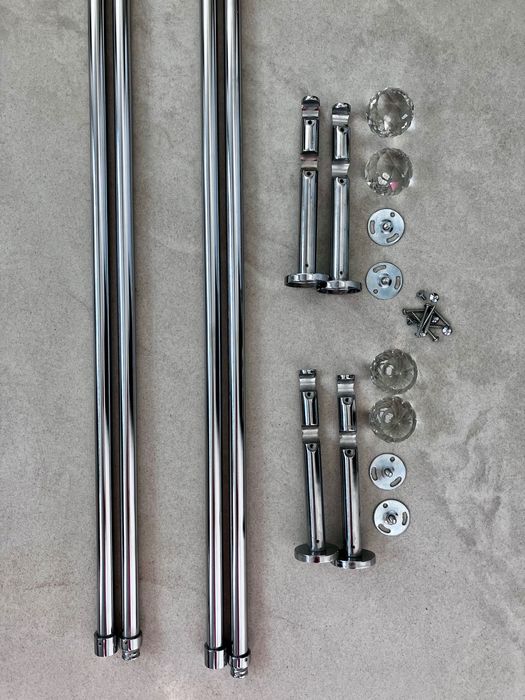 Karnisz podwójny chrom Crystal, dwa komplety 1,6 m