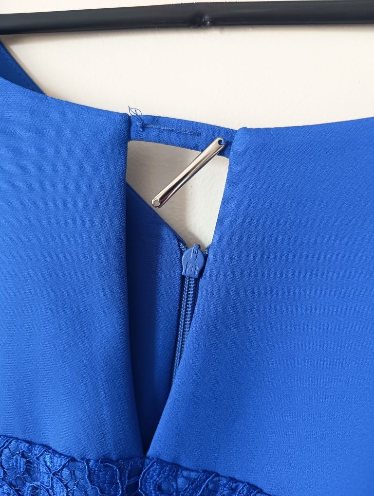 Granatowa sukienka, na wesele, chrzciny, z koronką, plus size, eleganc