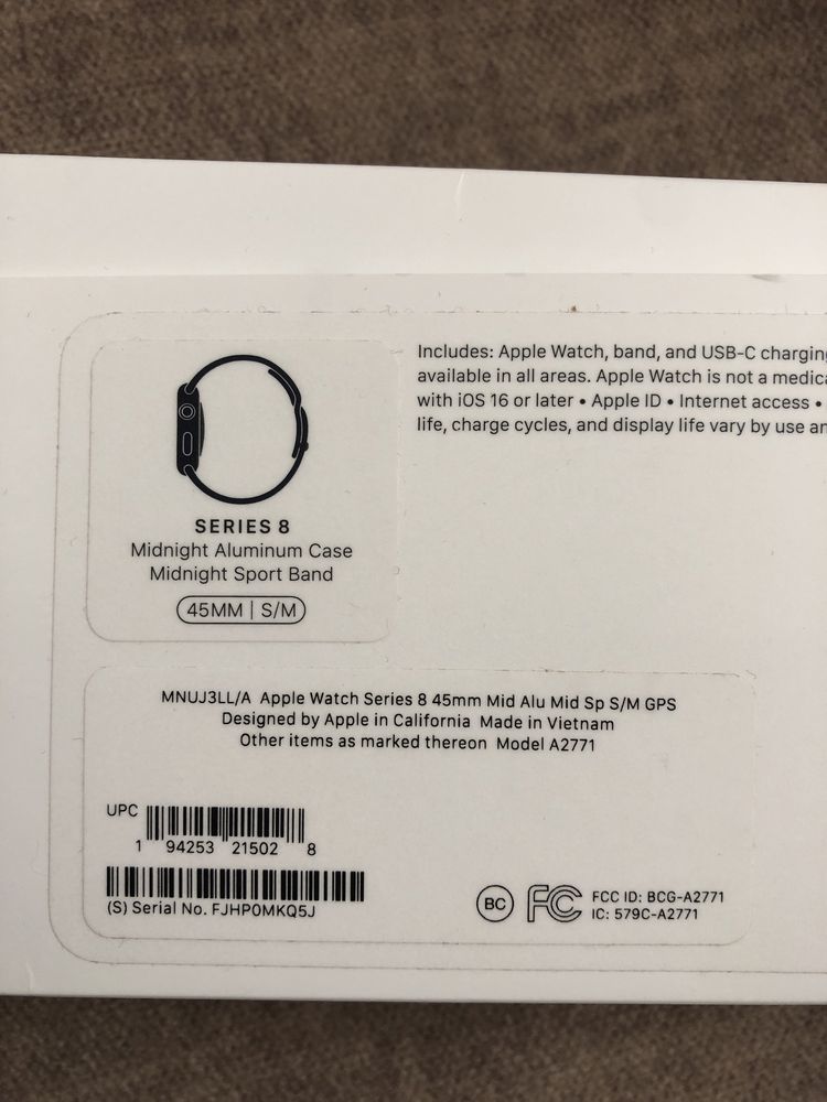 Apple Watch Series 8, 41mm, 45 mm. A2770, A2771.