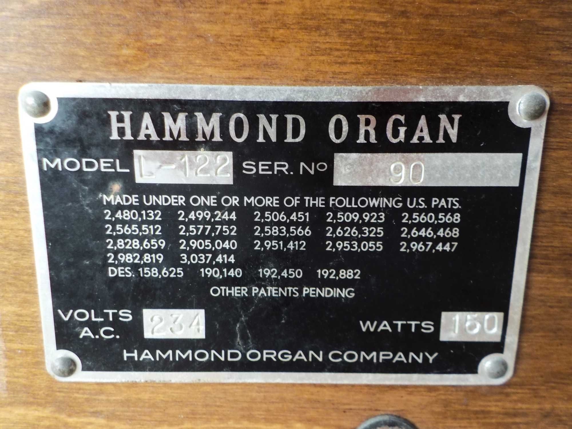 Hammond L100 L122 válvulas tonewheel