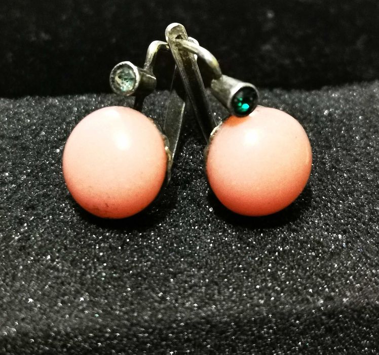 Серьги старинные, Кораллы, голова.