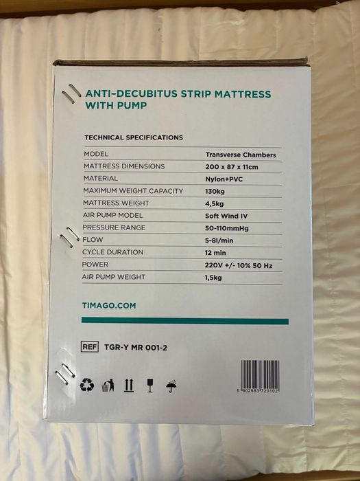 Materac przeciwodleżynowy rurowy z kompresorem TIMAGO