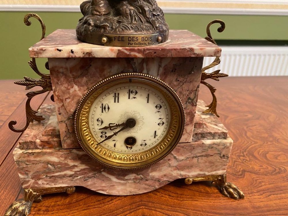 Старинные часы настольные элитные с маятником ХІХ века мраморные