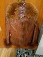 Женская кожаная курточка (утепленная) 44 р (XL).