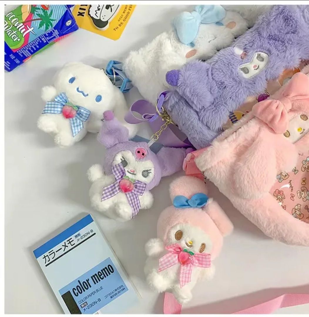 Плюшева сумка іграшка Kuromy Melody Cinnamoroll Hello Kitty