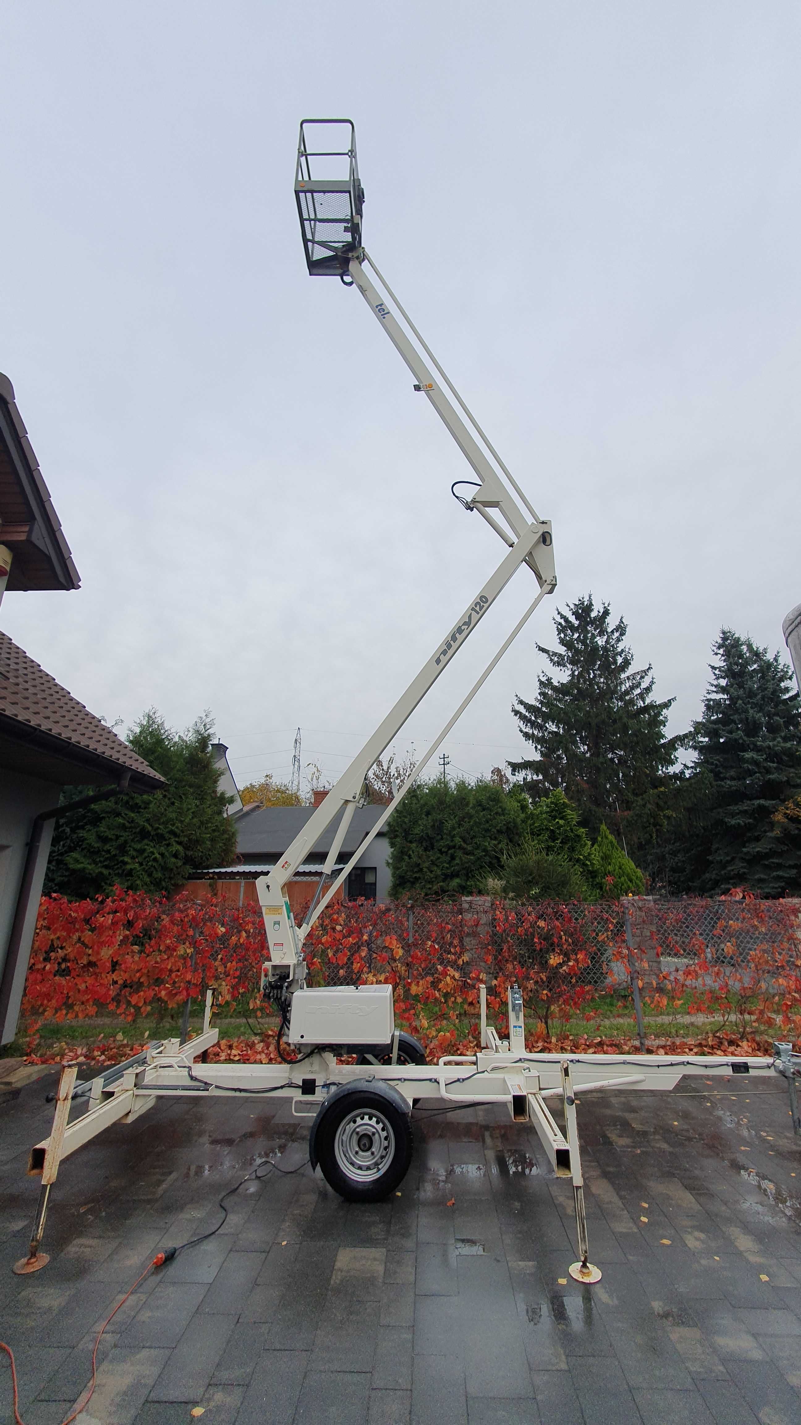 Lekki podnośnik koszowy na przyczepie 12m, zwyżka na przyczepie