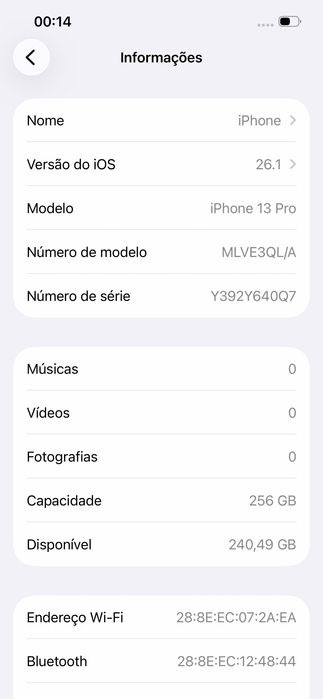 iPhone 13 Pro 256G Grafite com capa e cabo