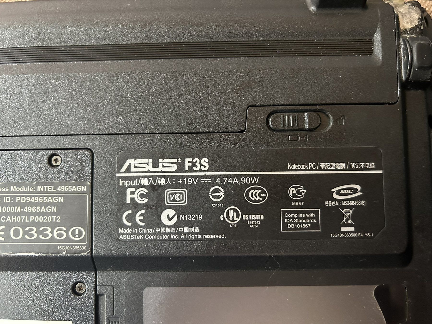 Ноутбук Asus F3SE