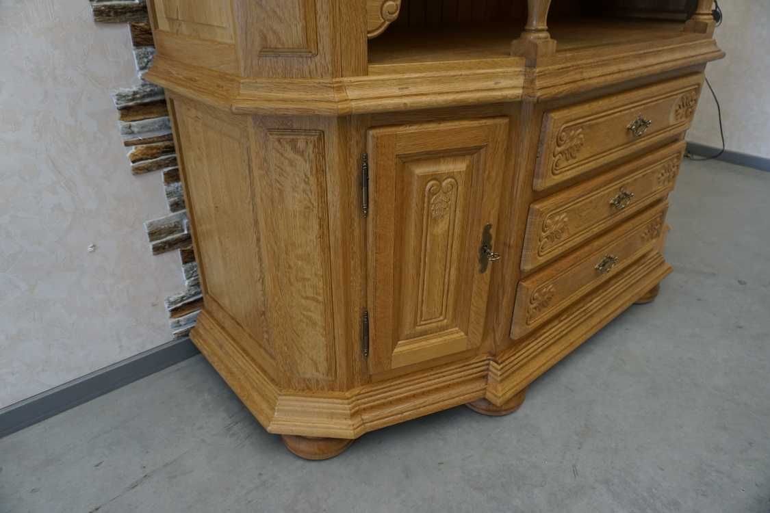 witryna dębowa przepiękna kredens z litego dębu podśw. 170 cm   p-1235