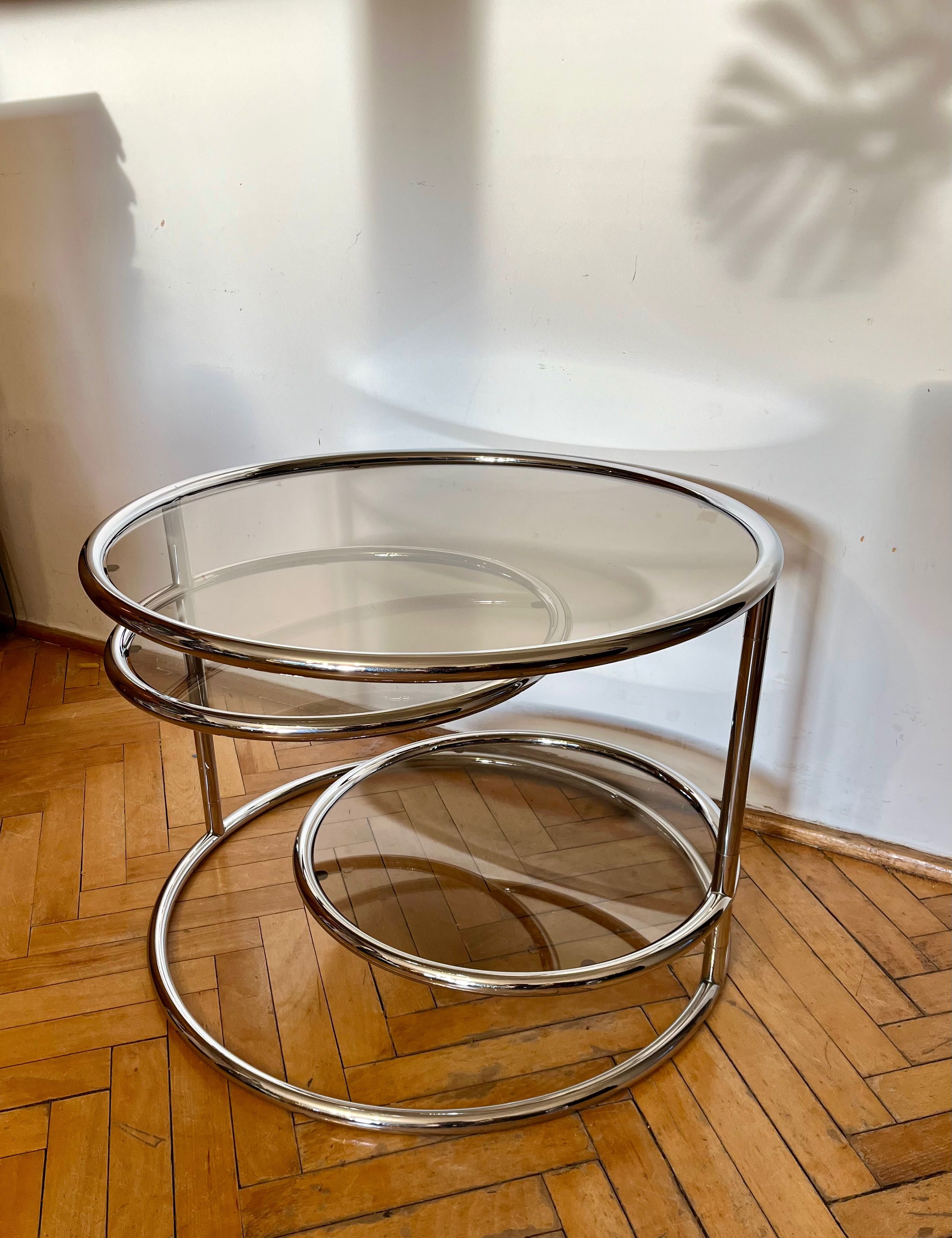 Stolik Bauhaus stolik kawowy Milo Baughman szklany vintage szkło prl