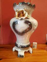 Włoska porcelana Capodimonte duży wazon, złocony sygnowany