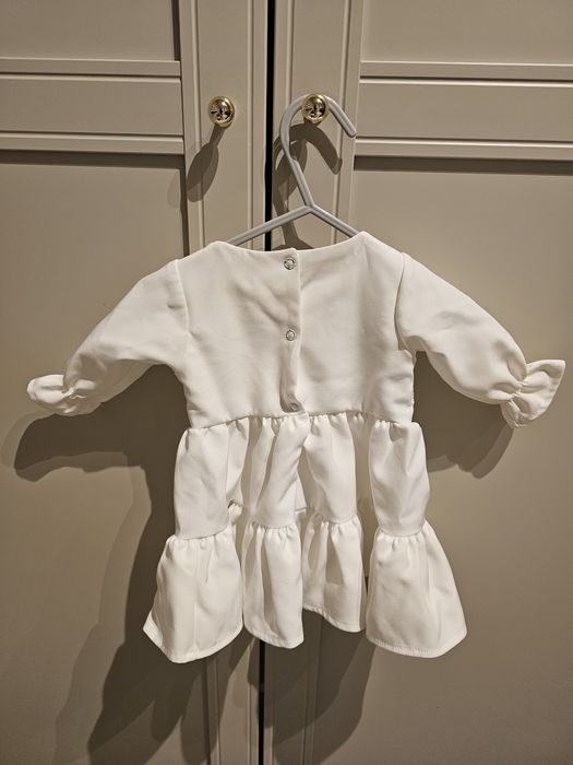 Sukienka na chrzest Milulove rozmiar 62 Zestaw opaska pasek buciki