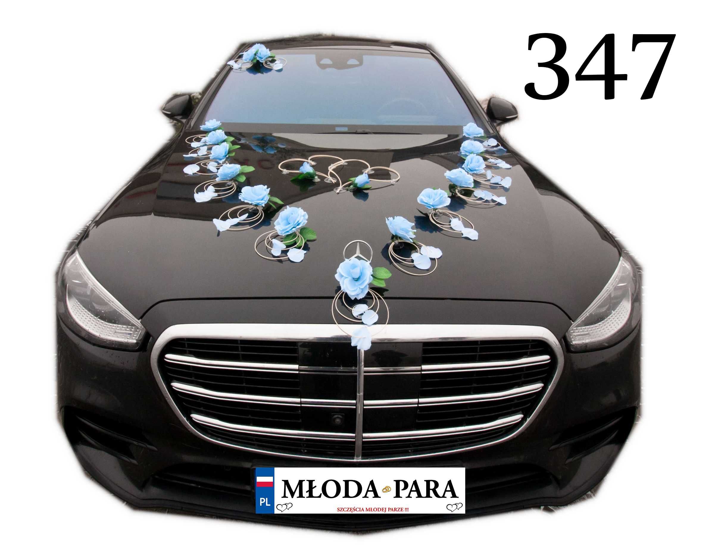 BOGATA dekoracja na samochód ślubny ozdoby na auto KOLORY 347