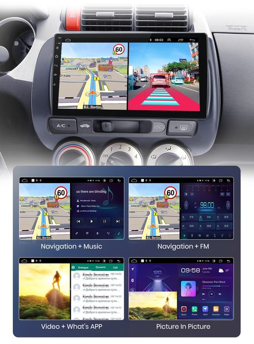 Rádio Android Carplay Honda Jazz Fit 2002-07 WiFi gps Bluetooth 2/32GB