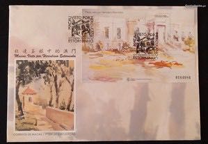 FDCB - envelope 1.dia c/ bloco - Estorninho - Macau - 1996