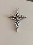 Medalha cruz em prata 925 e ouro 375