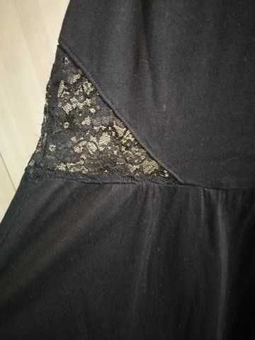 Czarna sukienka ze wstawkami z koronki, HM, 38